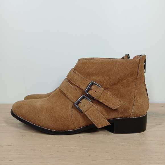 Eight Second Shoes - Eight Second Angel Boots Women 10 Brown Leather Buckle Strap Ankle Moto